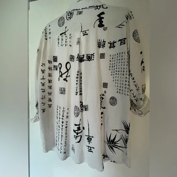 Soft SurroundingsVintage Black and White Asian Inspired Tunic - Picture 3 of 5